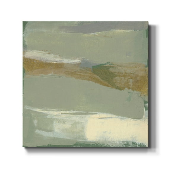 Wexford Home Sage & Gold Swipe V-Premium Gallery Wrapped Canvas, 40" x 40" - Ready to Hang
