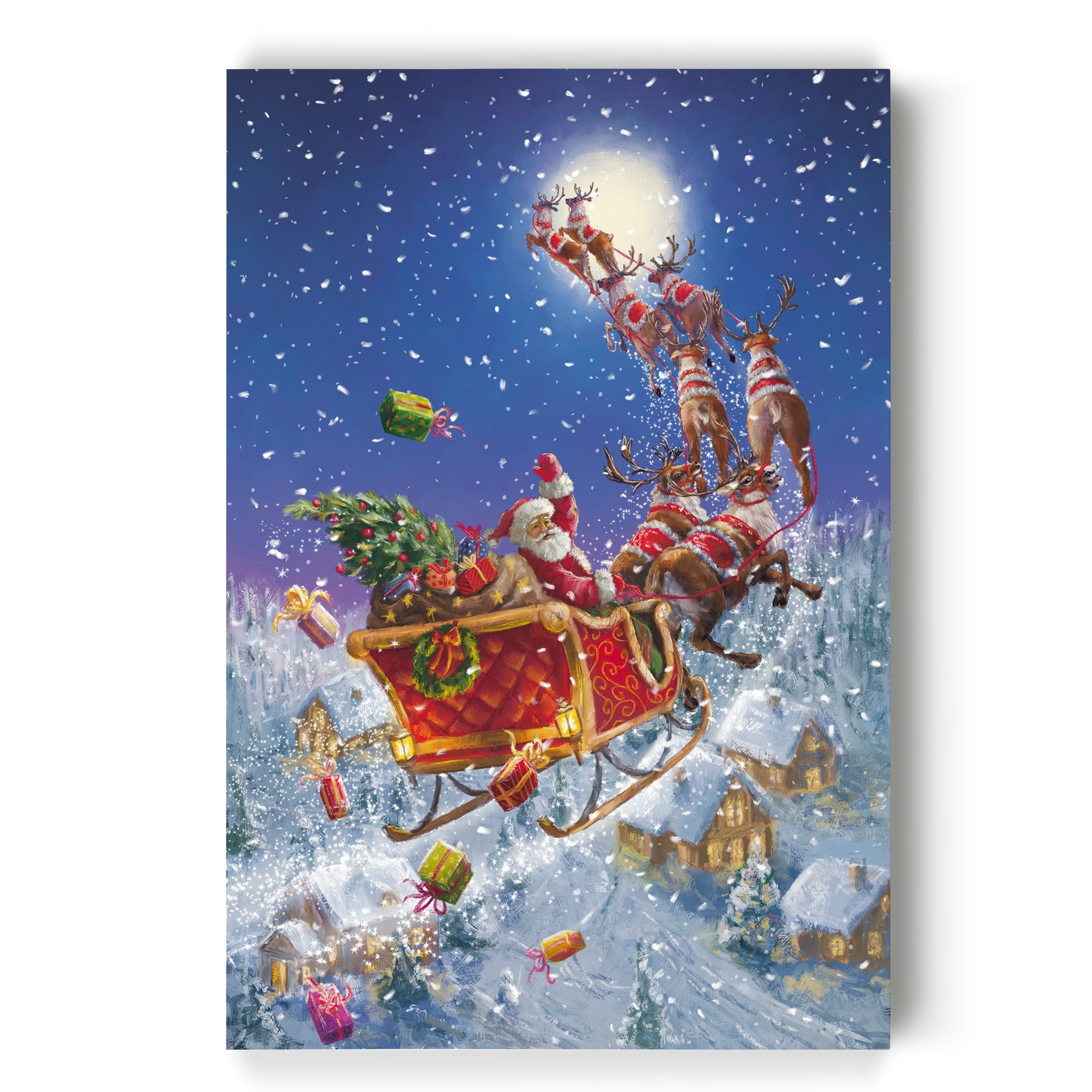 Santa's Sleigh Christmas Scene Gallery Wrapped Canvas 30 x 40