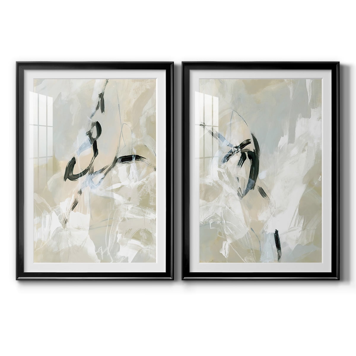 Wexford Home Scribble Veil I Premium Framed Print, 18.5" x 24.5" - Ready to Hang, Black (Set of 2)