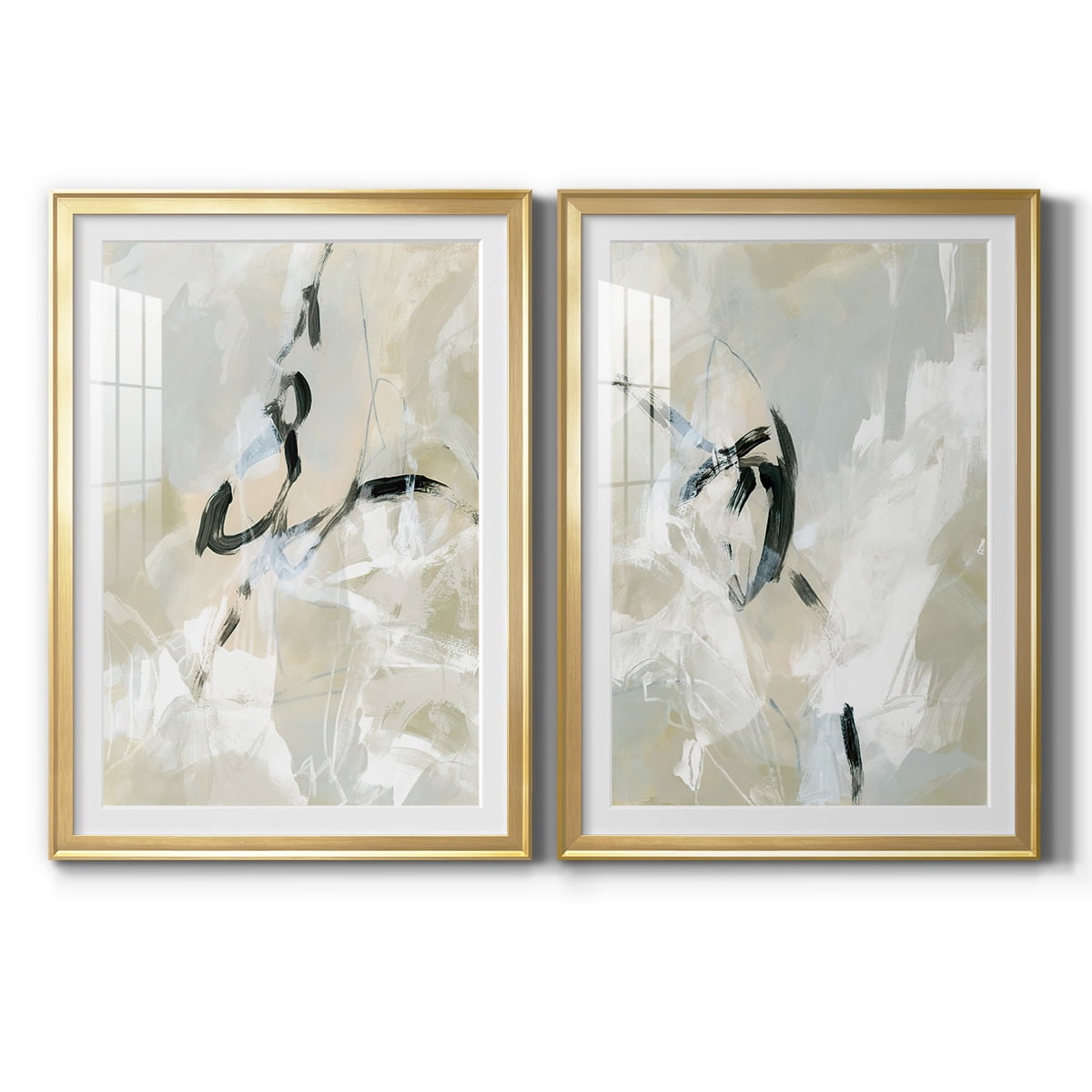 Wexford Home Scribble Veil I Premium Framed Print, 22.5" x 30.5" - Ready to Hang, Gold (Set of 2)