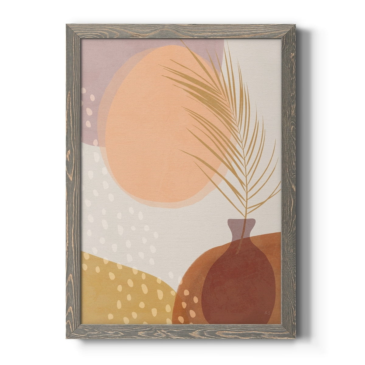 Sedona Sunset 22" x 26" Beige and Orange Canvas Print with Distressed Wood Frame