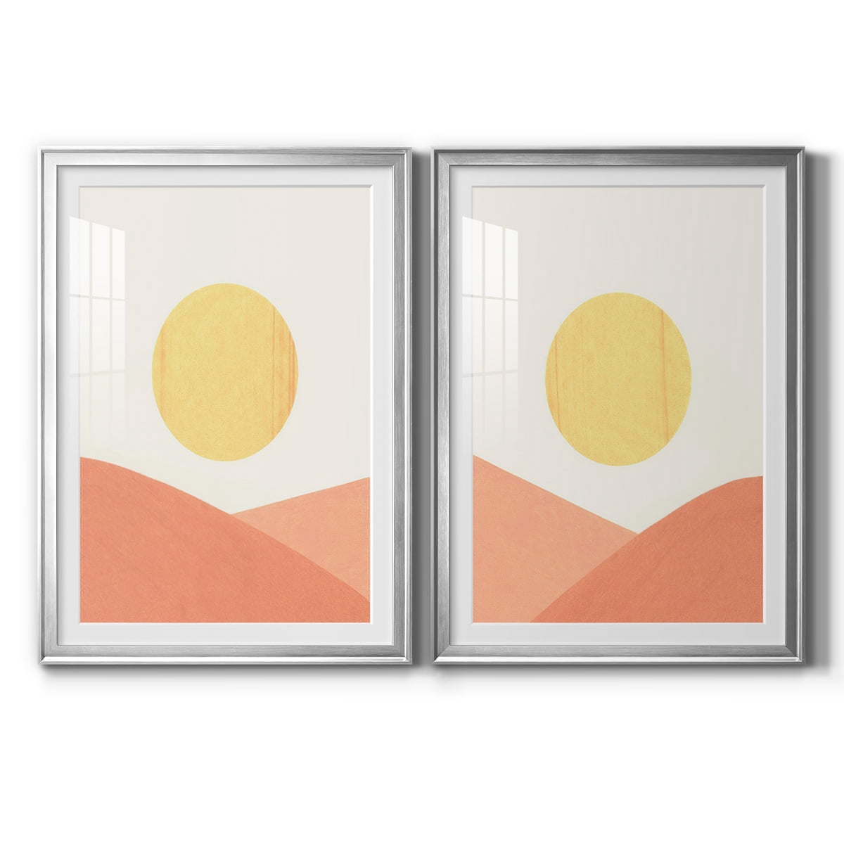 Wexford Home Simple Boho Sun I Premium Framed Print, 26.5" x 36.5" - Ready to Hang, Silver (Set of 2)