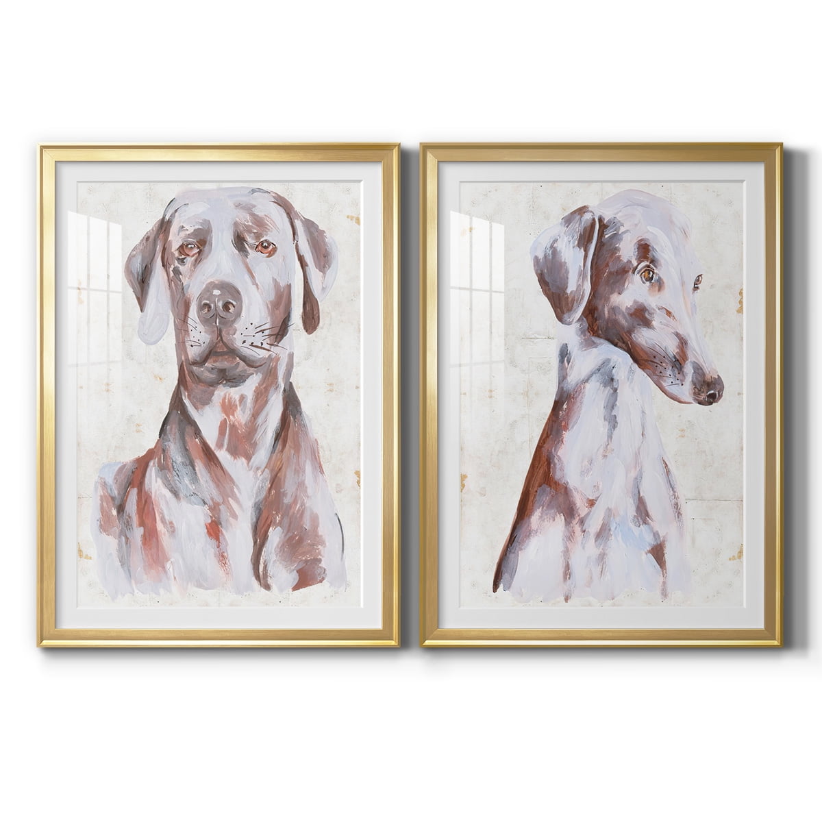 Wexford Home Sitting Dog I Premium Framed Print, 18.5" x 24.5" - Ready to Hang, Gold (Set of 2)