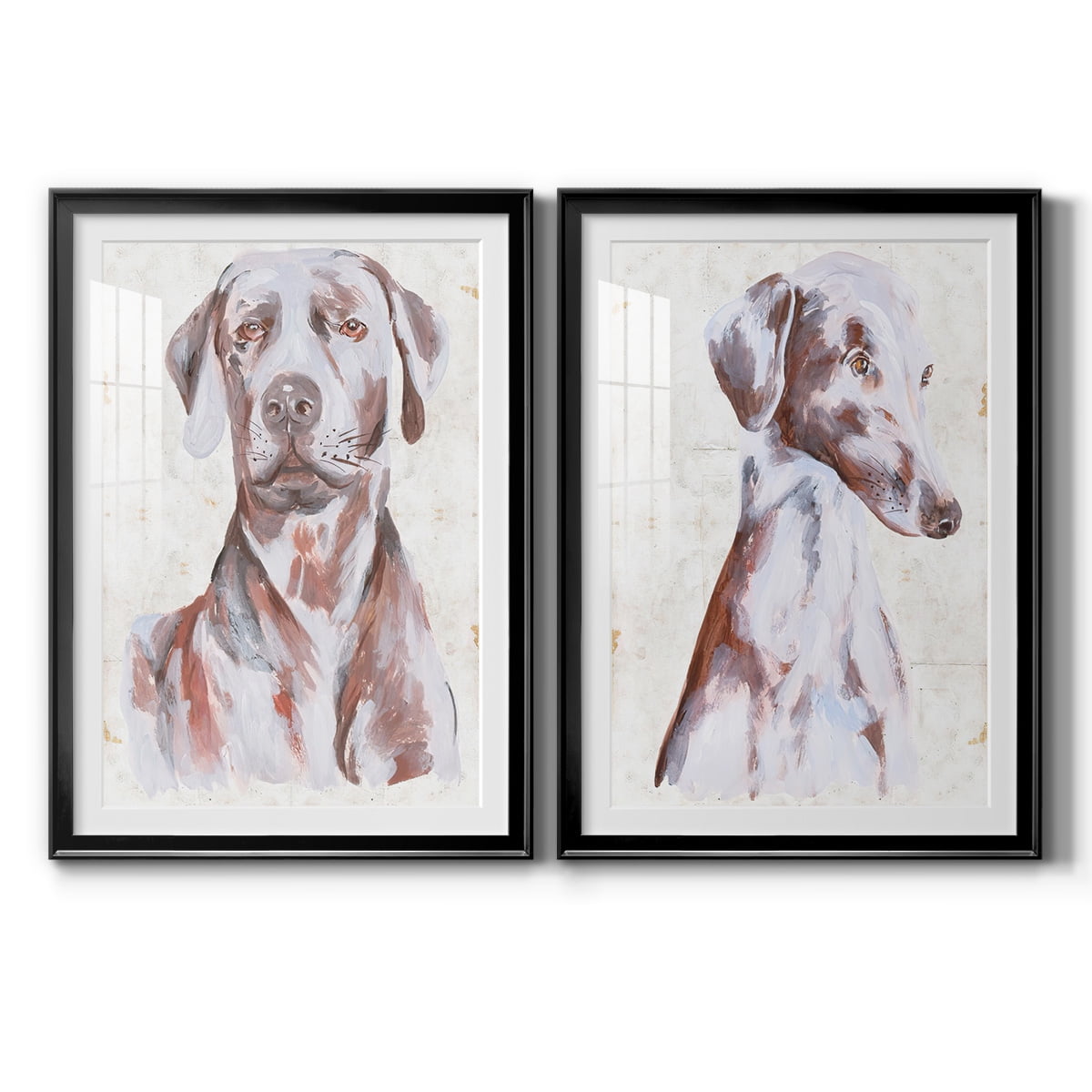 Wexford Home Sitting Dog I Premium Framed Print, 22.5" x 30.5" - Ready to Hang, Black (Set of 2)