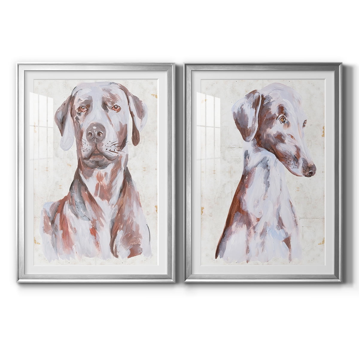 Wexford Home Sitting Dog I Premium Framed Print, 30.5" x 42.5" - Ready to Hang, Silver (Set of 2)