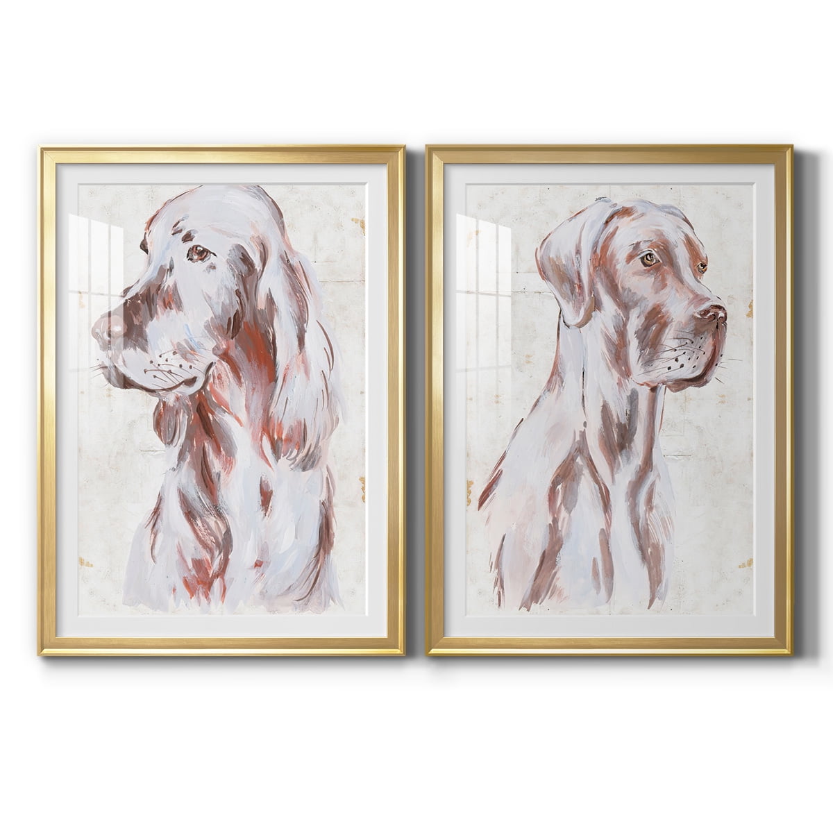 Wexford Home Sitting Dog III Premium Framed Print, 22.5" x 30.5" - Ready to Hang, Gold (Set of 2)