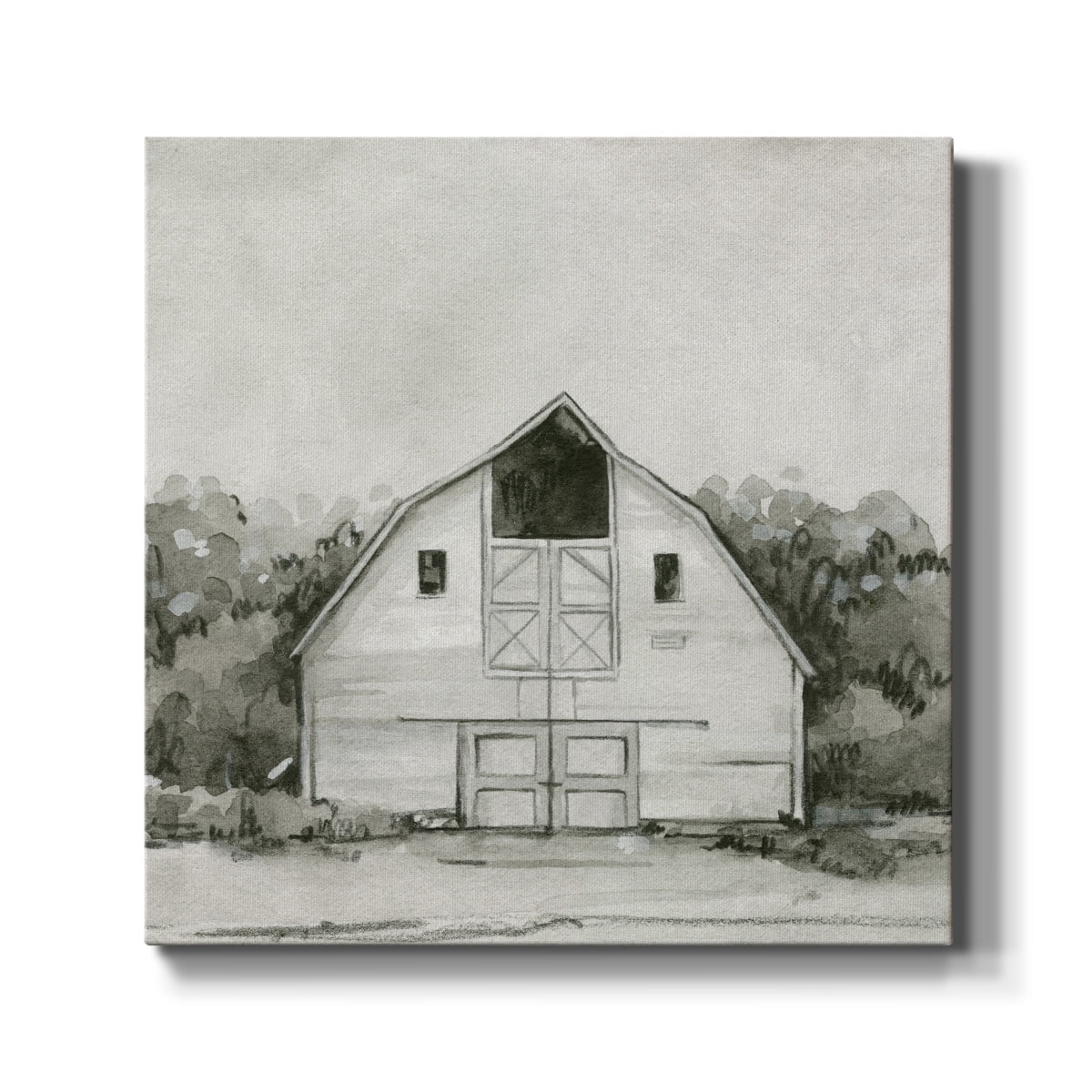 Wexford Home Solemn Barn Sketch III-Premium Gallery Wrapped Canvas, 16" x 16" - Ready to Hang