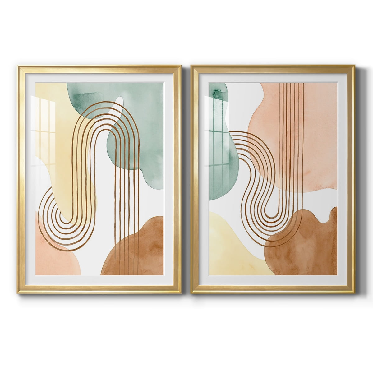 Wexford Home Spring Shapes I Premium Framed Print, 18.5" x 24.5" - Ready to Hang, Gold (Set of 2)