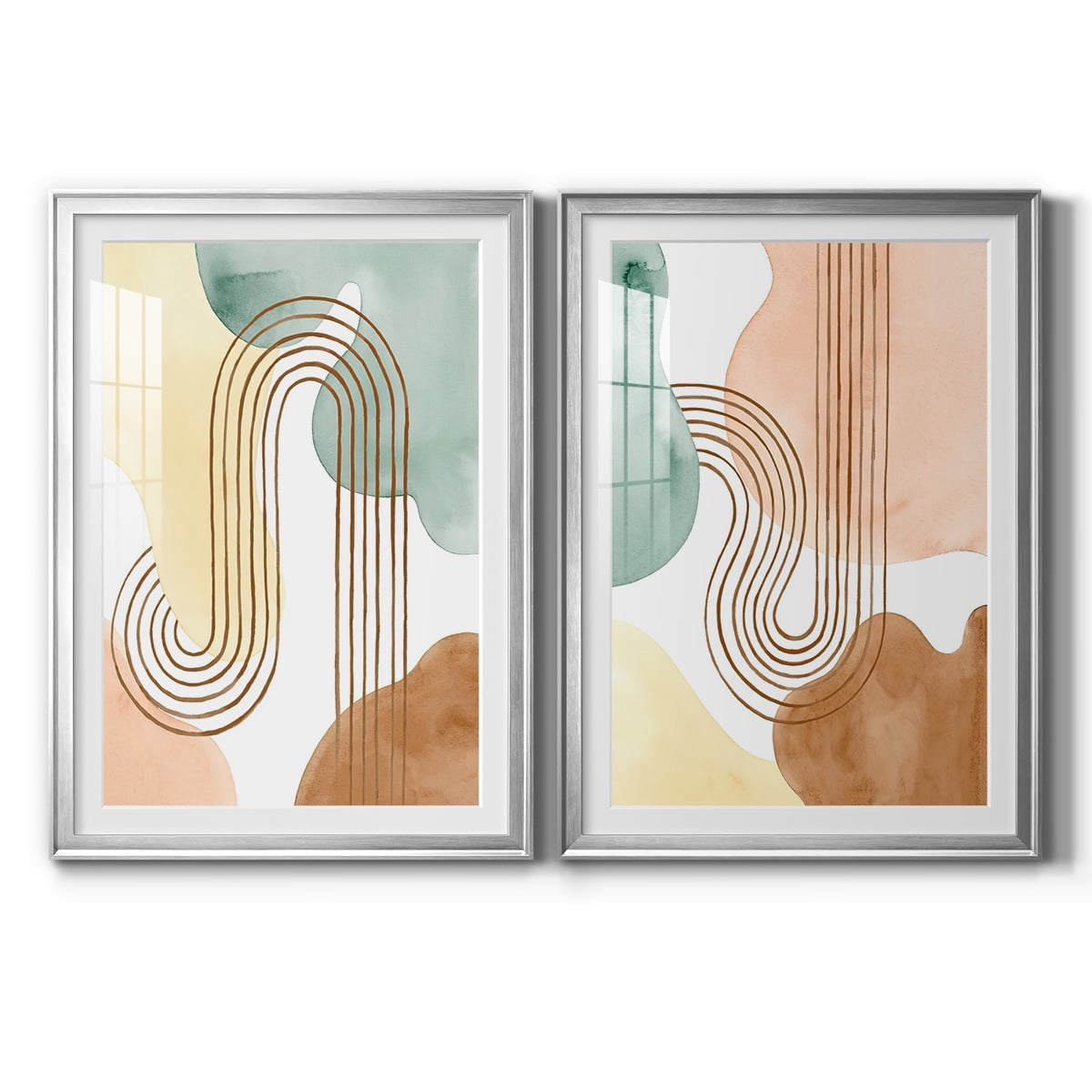 Wexford Home Spring Shapes I Premium Framed Print, 22.5" x 30.5" - Ready to Hang, Silver (Set of 2)