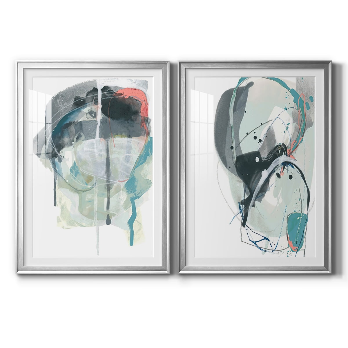 Wexford Home Stone Aperture III Premium Framed Print, 30.5" x 42.5" - Ready to Hang, Silver (Set of 2)