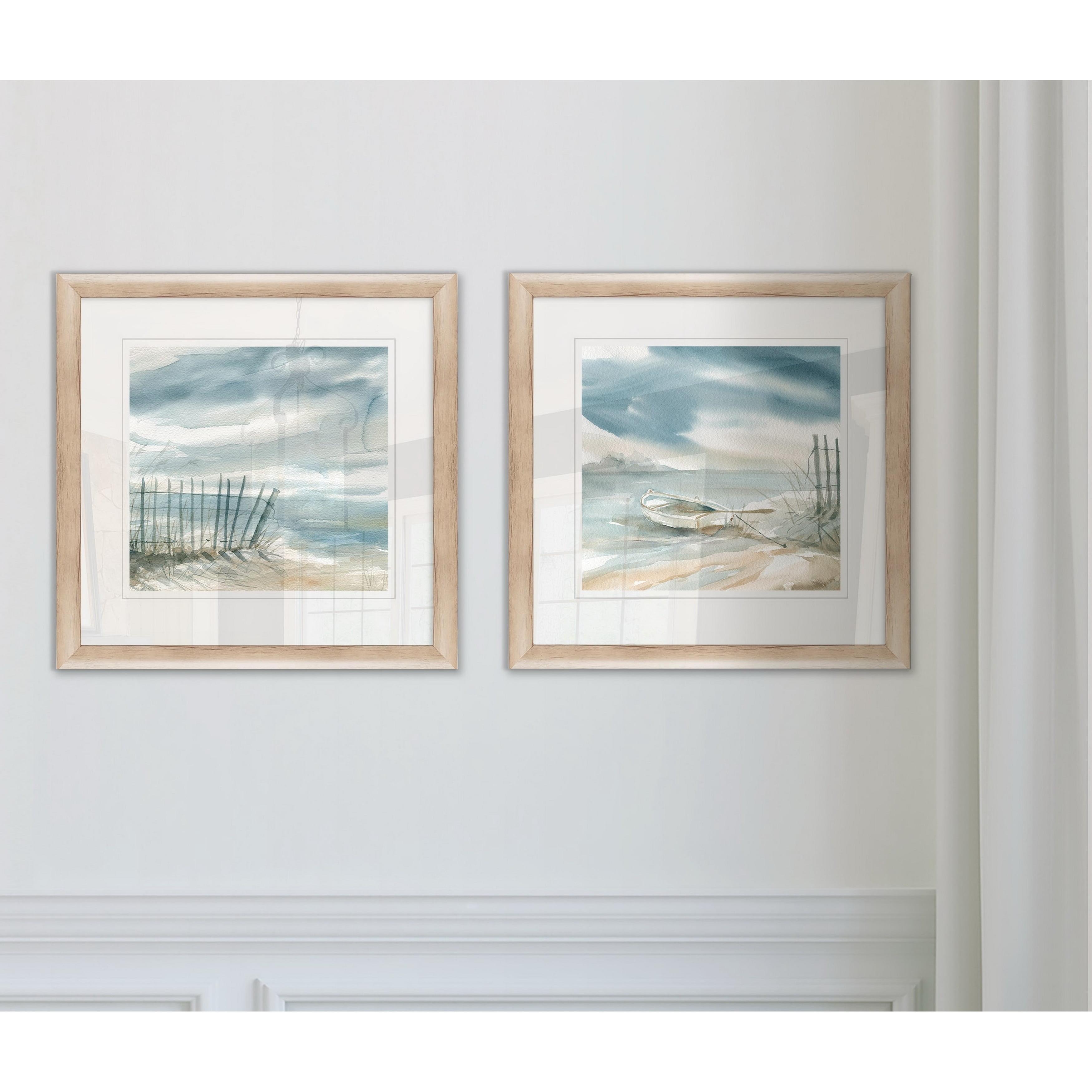 Subtle Mist II Coastal Abstract Framed Print Set