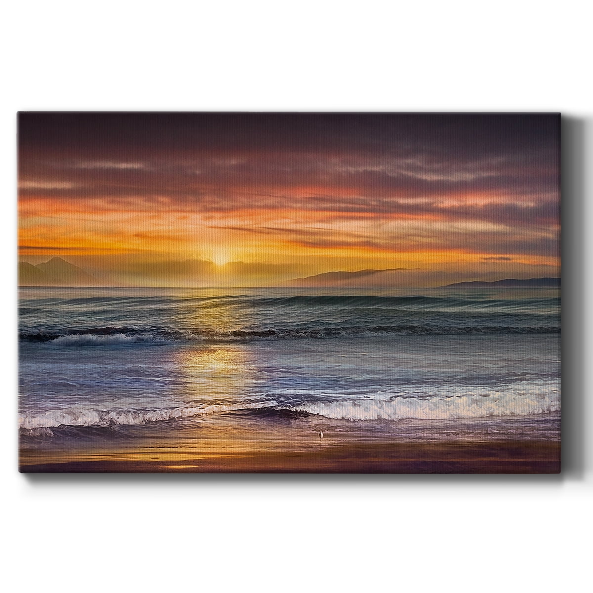 Sundown Scenic Landscape Multicolor Canvas Wall Art 12"