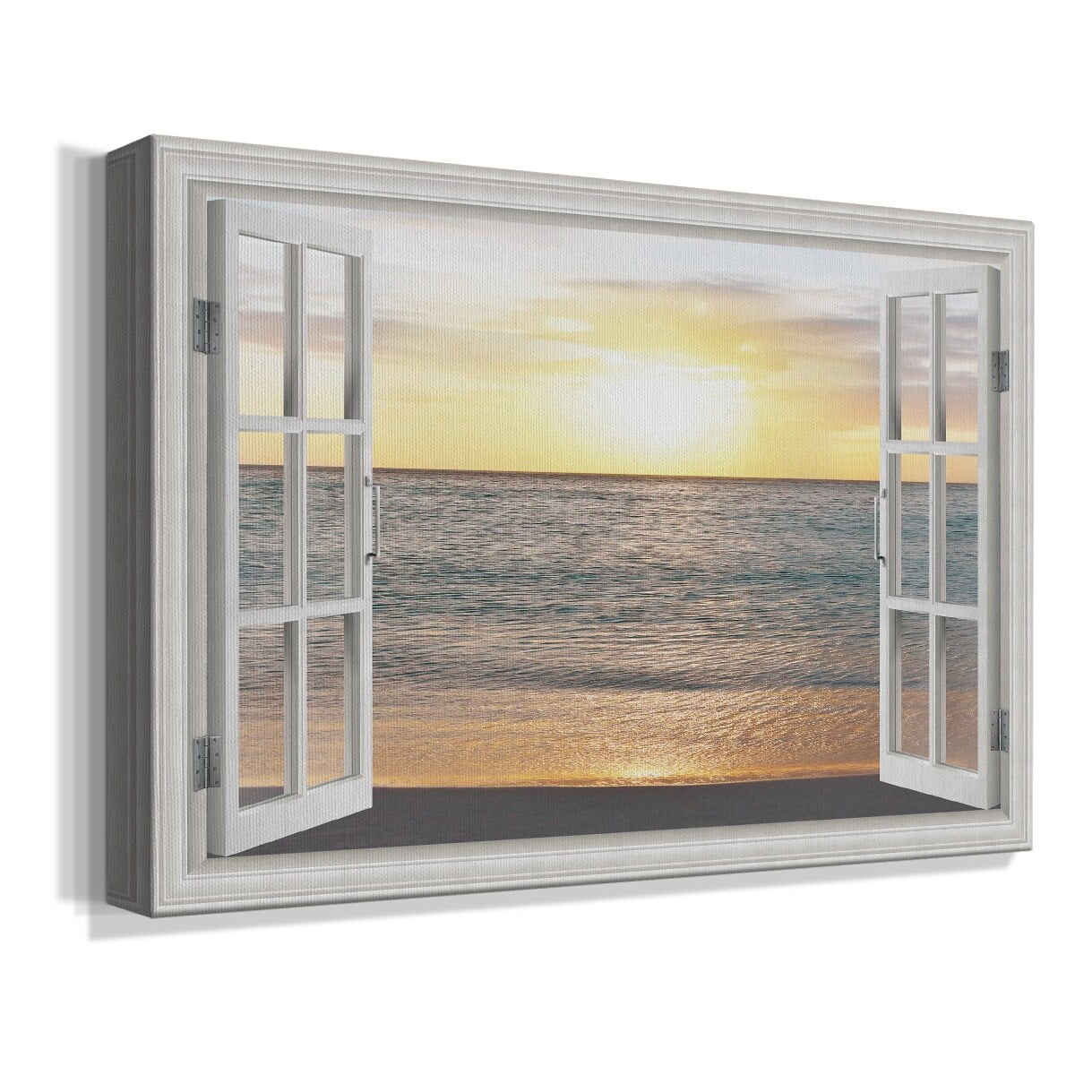Sunset Reflection Beige and Gray Canvas Wall Art
