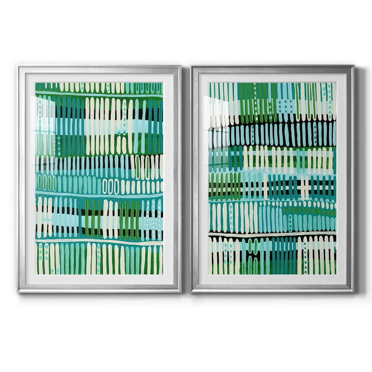 Wexford Home Teal Pattern I Premium Framed Print, 30.5" x 42.5" - Ready to Hang, Silver (Set of 2)