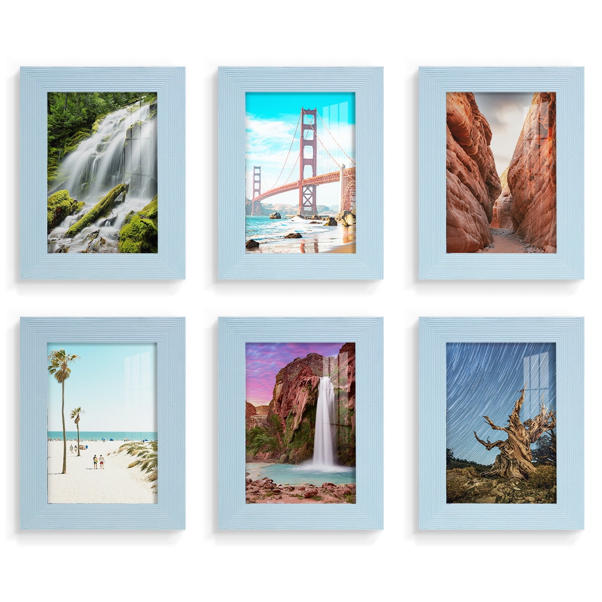 Wexford Home Textured 3.5" x 5" Blue Picture Frame (Set of 6)
