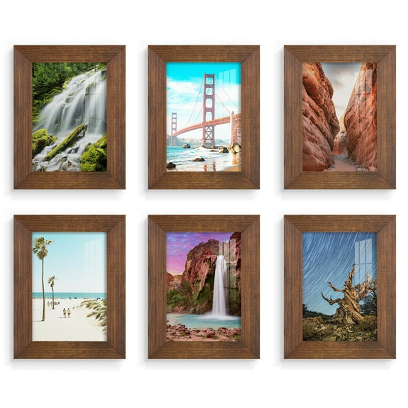 Wexford Home Textured 3.5" x 5" Walnut Picture Frame (Set of 6)