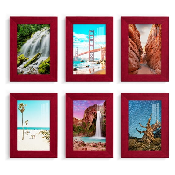 Wexford Home Textured 5" x 7" Red Picture Frame (Set of 6)