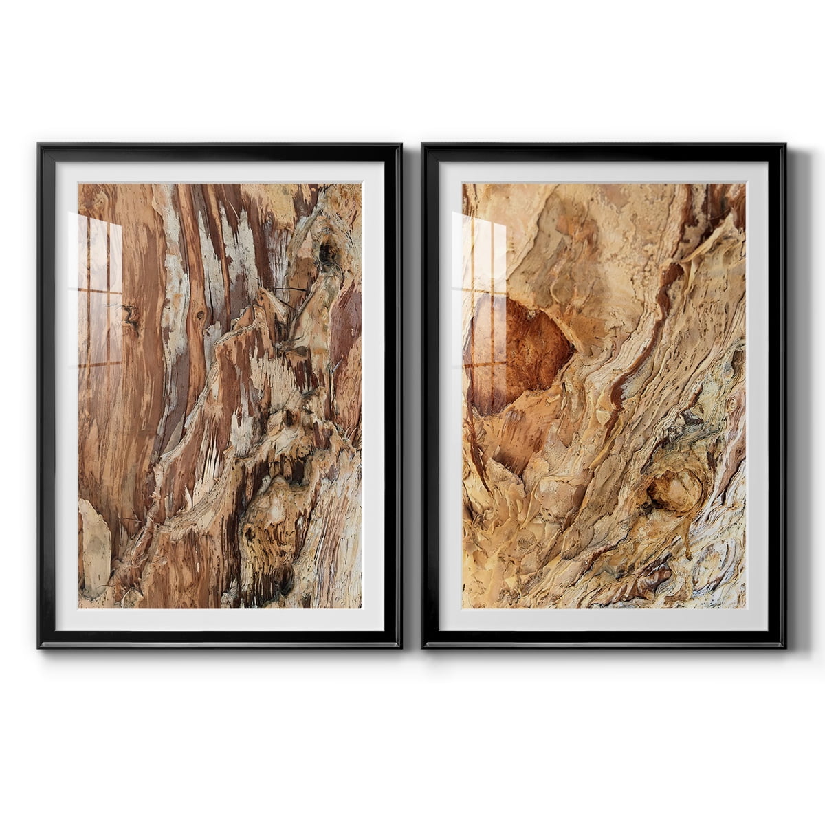 Wexford Home Tree Texture Triptych I Premium Framed Print, 22.5" x 30.5" - Ready to Hang, Black (Set of 2)