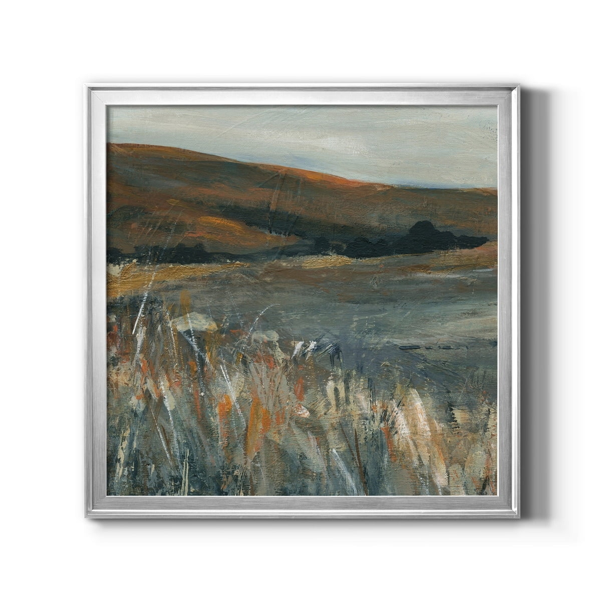 Tropical Landscape Print on Canvas with Silver Frame