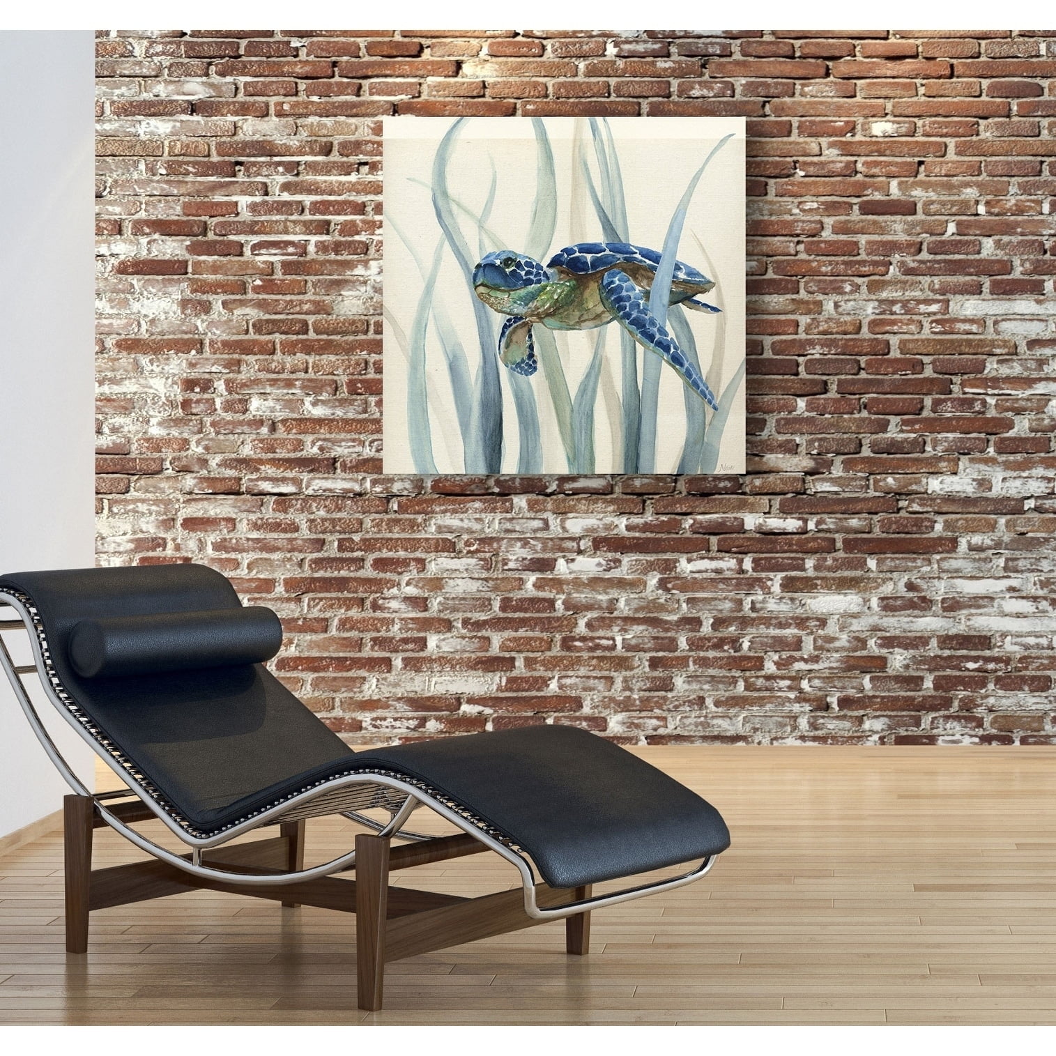 Turtle in Seagrass II Gallery Wrapped Canvas Art 10x10