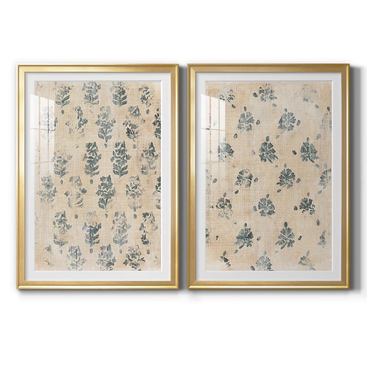 Wexford Home Vintage Blockprint I Premium Framed Print, 18.5" x 24.5" - Ready to Hang, Gold (Set of 2)