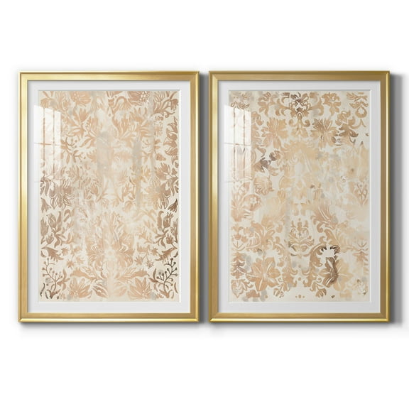 Wexford Home Walnut Damask I Premium Framed Print, 18.5" x 24.5" - Ready to Hang, Gold (Set of 2)