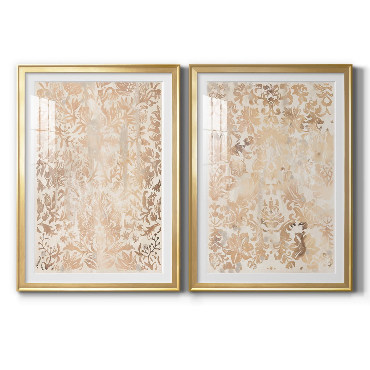 Wexford Home Walnut Damask I Premium Framed Print, 22.5" x 30.5" - Ready to Hang, Gold (Set of 2)