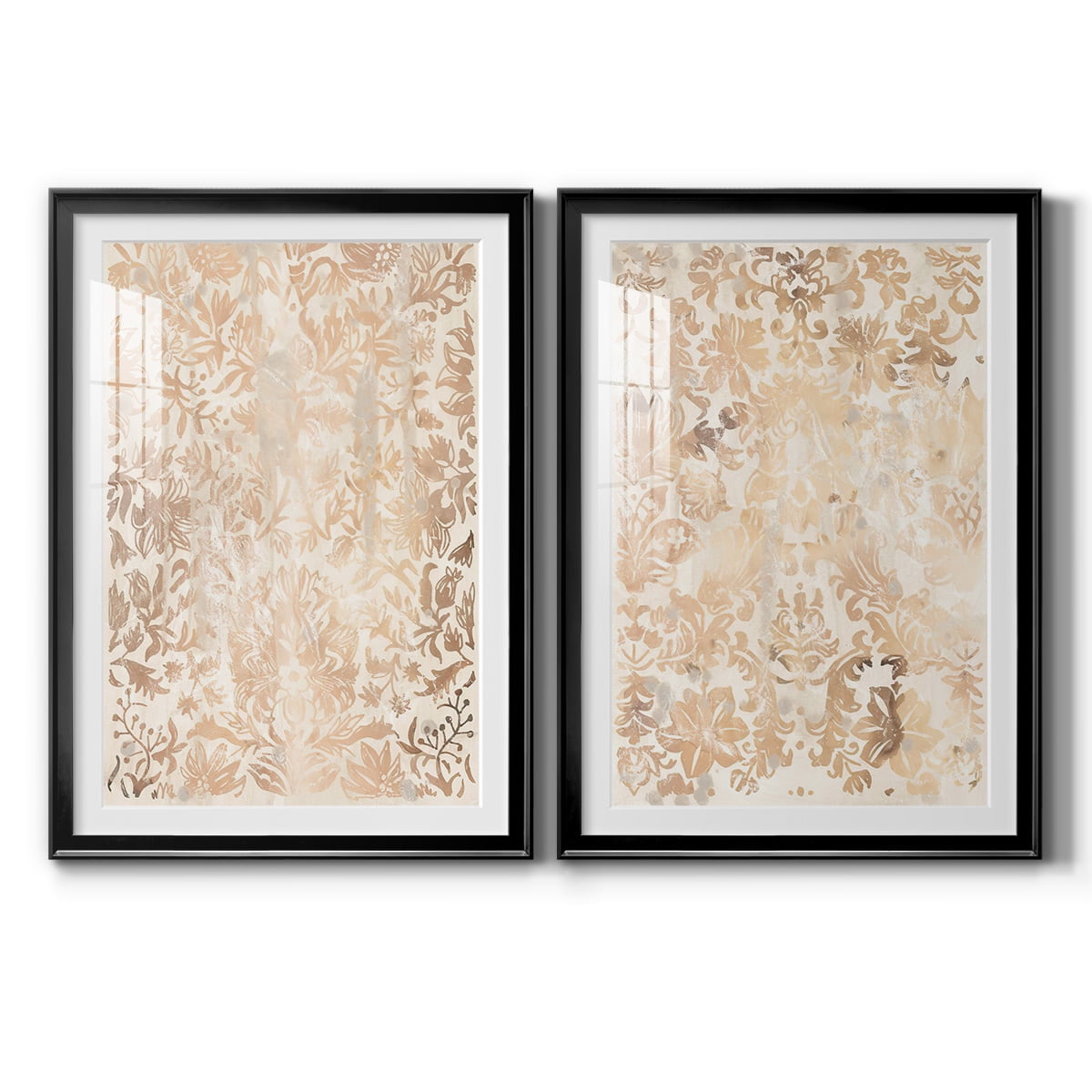 Wexford Home Walnut Damask I Premium Framed Print, 30.5" x 42.5" - Ready to Hang, Black (Set of 2)