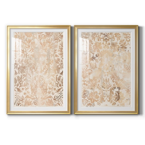 Wexford Home Walnut Damask I Premium Framed Print, 30.5" x 42.5" - Ready to Hang, Gold (Set of 2)
