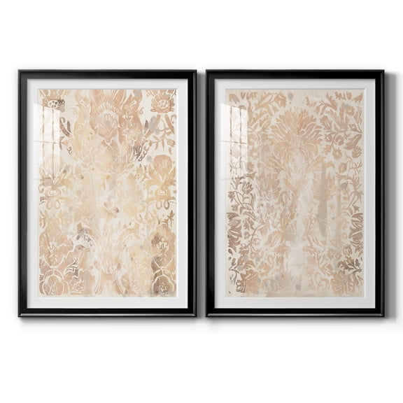 Wexford Home Walnut Damask III Premium Framed Print, 18.5" x 24.5" - Ready to Hang, Black (Set of 2)