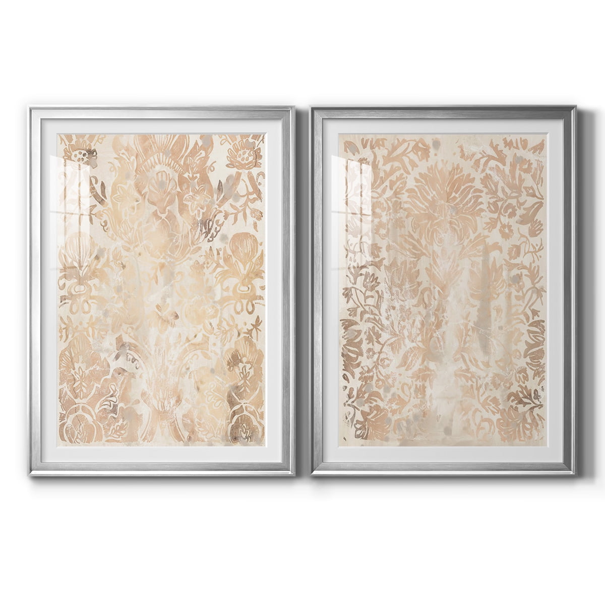 Wexford Home Walnut Damask III Premium Framed Print, 26.5" x 36.5" - Ready to Hang, Silver (Set of 2)