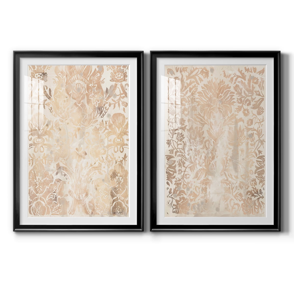 Wexford Home Walnut Damask III Premium Framed Print, 30.5" x 42.5" - Ready to Hang, Black (Set of 2)