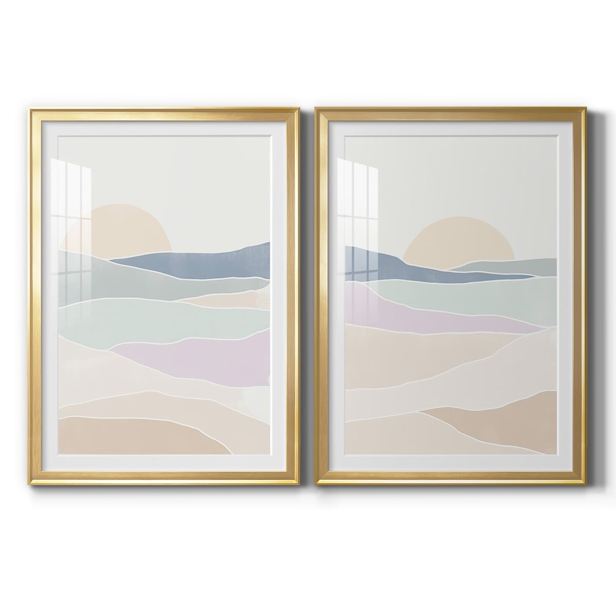 Wexford Home Wave Tableau I Premium Framed Print, 26.5" x 36.5" - Ready to Hang, Gold (Set of 2)