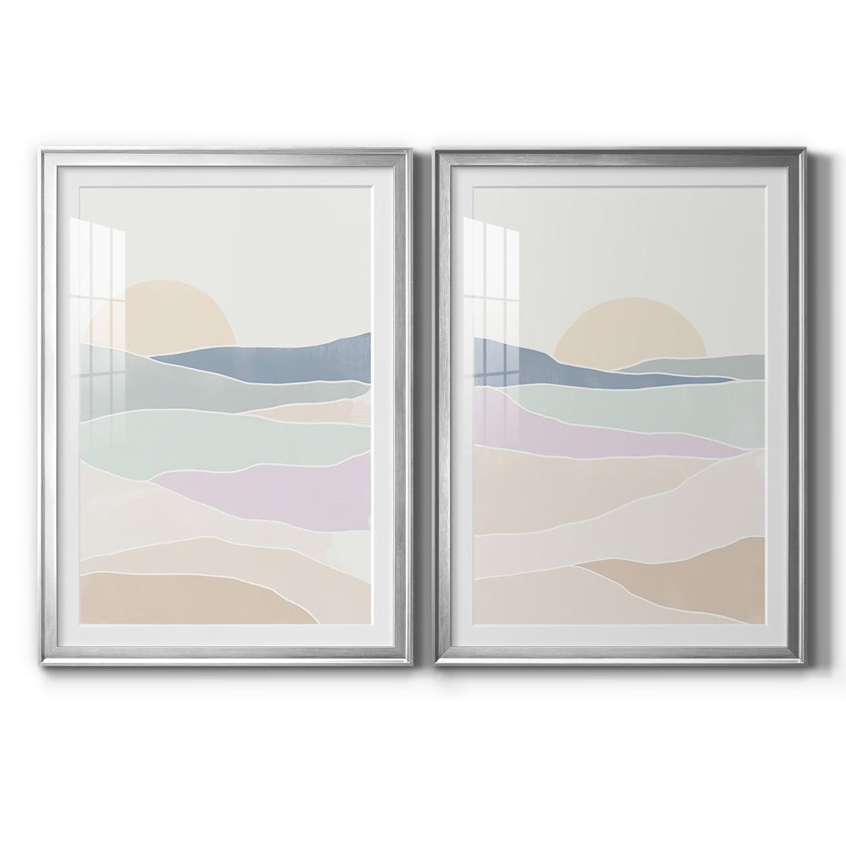Wexford Home Wave Tableau I Premium Framed Print, 30.5" x 42.5" - Ready to Hang, Silver (Set of 2)
