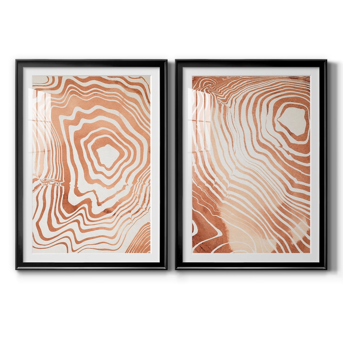 Wexford Home Wood Grain Suminagashi I Premium Framed Print, 18.5" x 24.5" - Ready to Hang, Black (Set of 2)