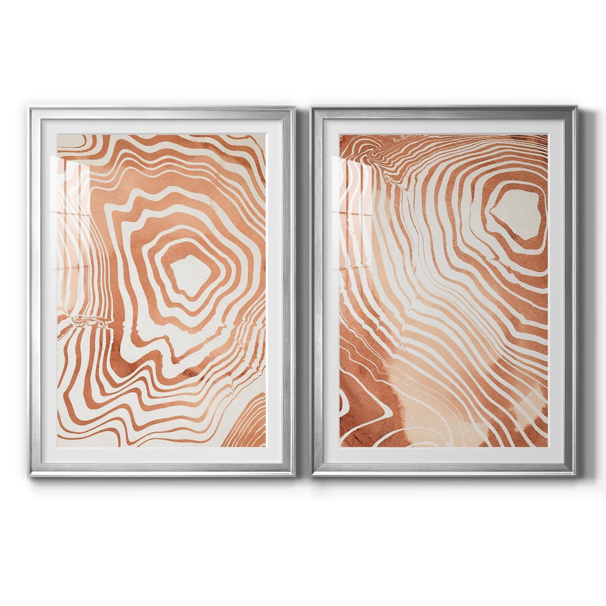Wexford Home Wood Grain Suminagashi I Premium Framed Print, 18.5" x 24.5" - Ready to Hang, Silver (Set of 2)