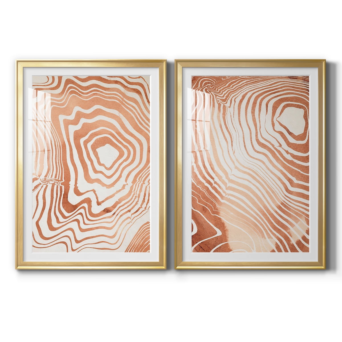 Wexford Home Wood Grain Suminagashi I Premium Framed Print, 26.5" x 36.5" - Ready to Hang, Gold (Set of 2)