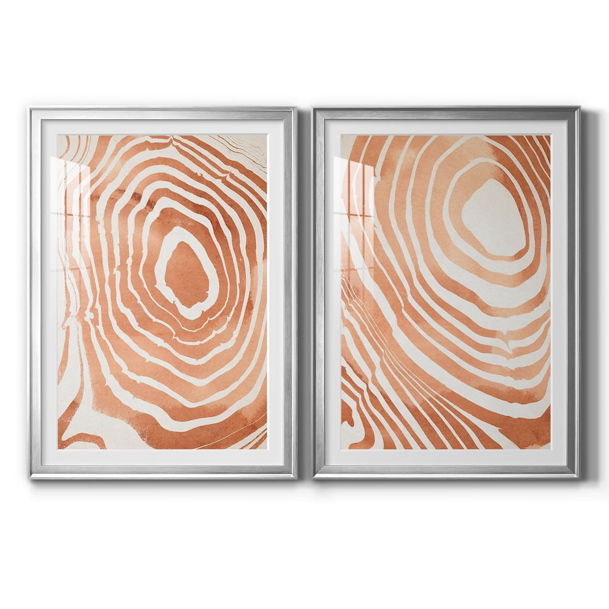Wexford Home Wood Grain Suminagashi III Premium Framed Print, 26.5" x 36.5" - Ready to Hang, Silver (Set of 2)
