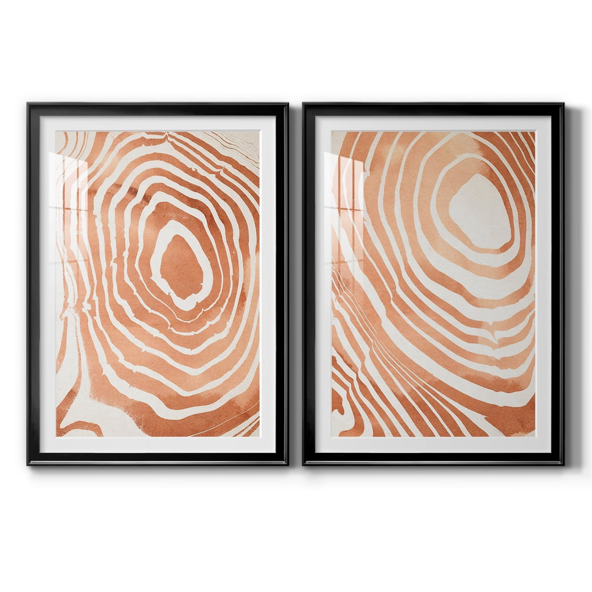 Wexford Home Wood Grain Suminagashi III Premium Framed Print, 30.5" x 42.5" - Ready to Hang, Black (Set of 2)