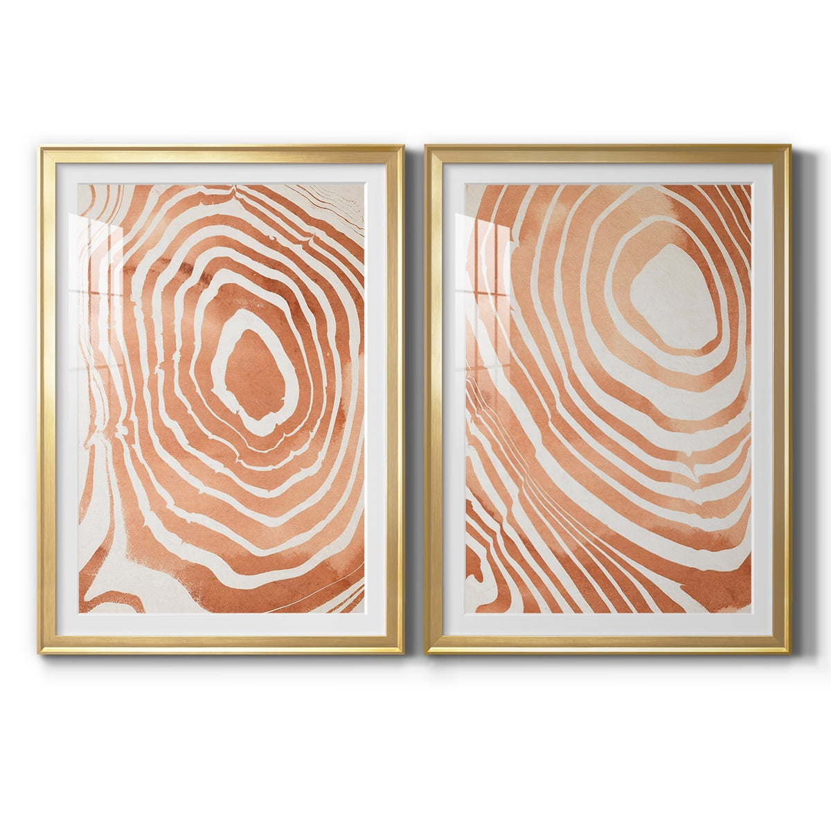 Wexford Home Wood Grain Suminagashi III Premium Framed Print, 30.5" x 42.5" - Ready to Hang, Gold (Set of 2)
