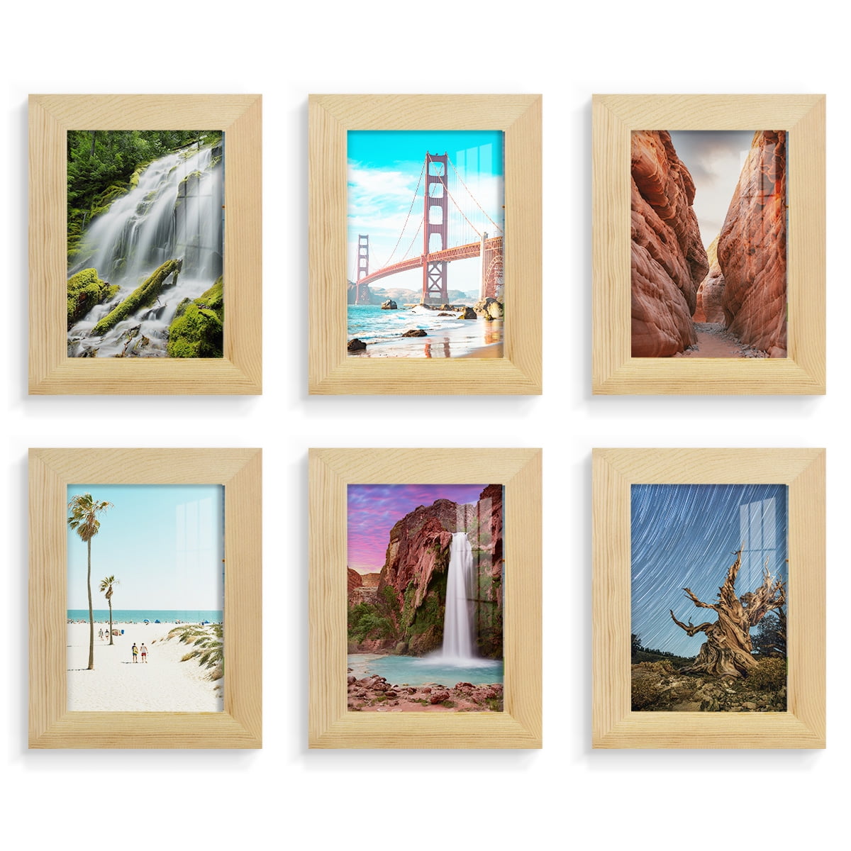 Wexford Home Woodgrain 3.5" x 5" in Natural Wood Picture Frame (Set of 6)