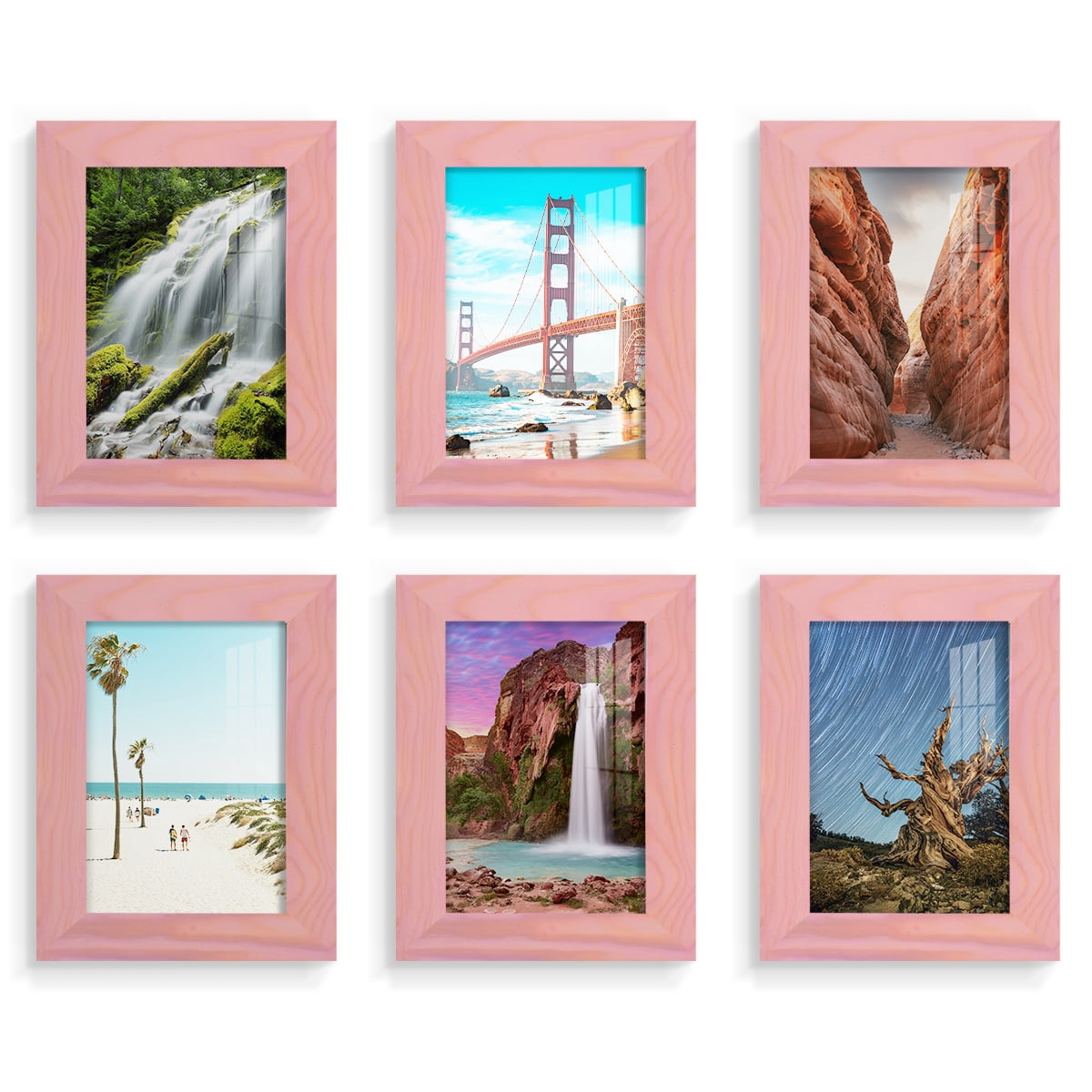 Wexford Home Woodgrain 3.5" x 5" in Sunset Pink Picture Frame (Set of 6)