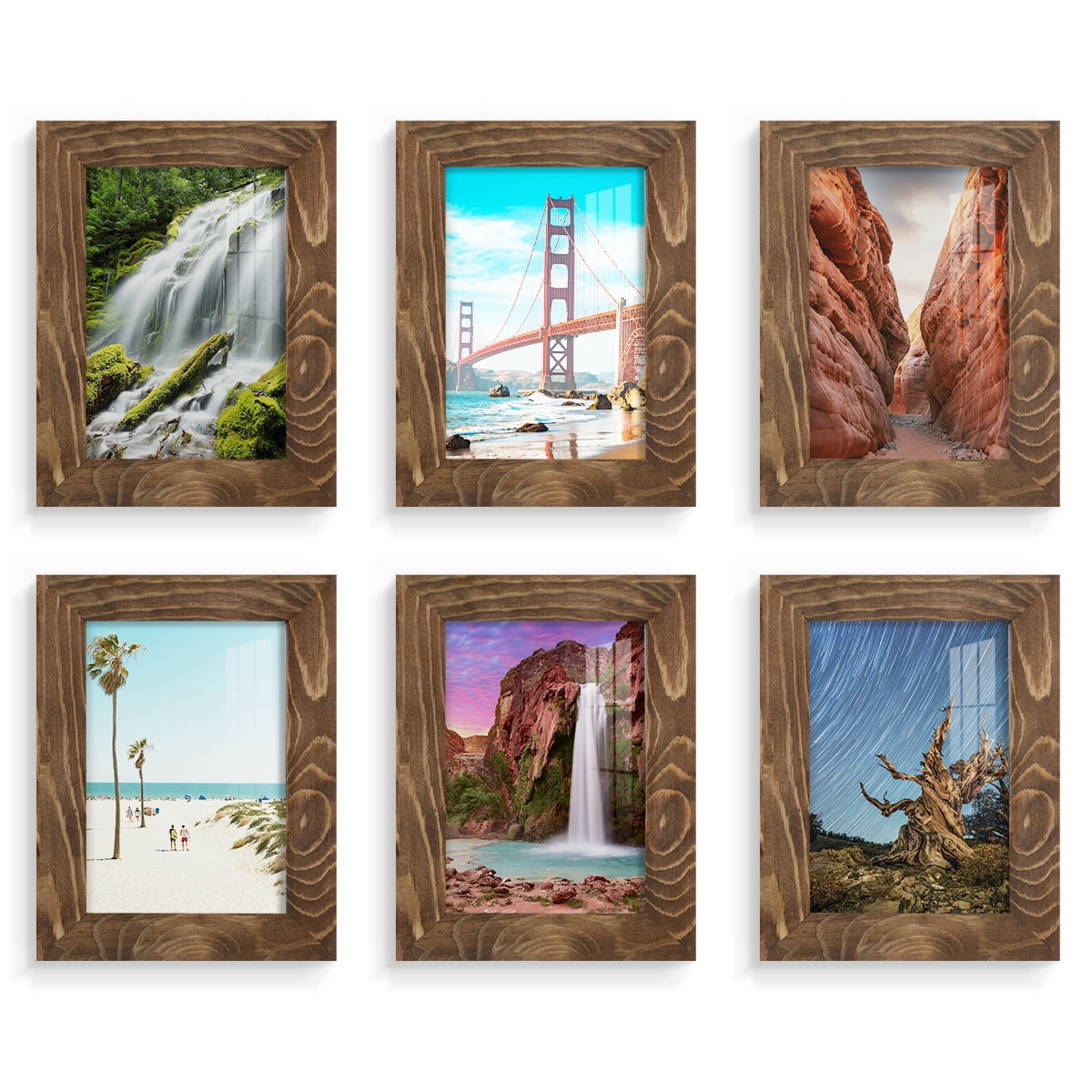 Wexford Home Woodgrain 3.5" x 5" in Walnut Picture Frame (Set of 6)