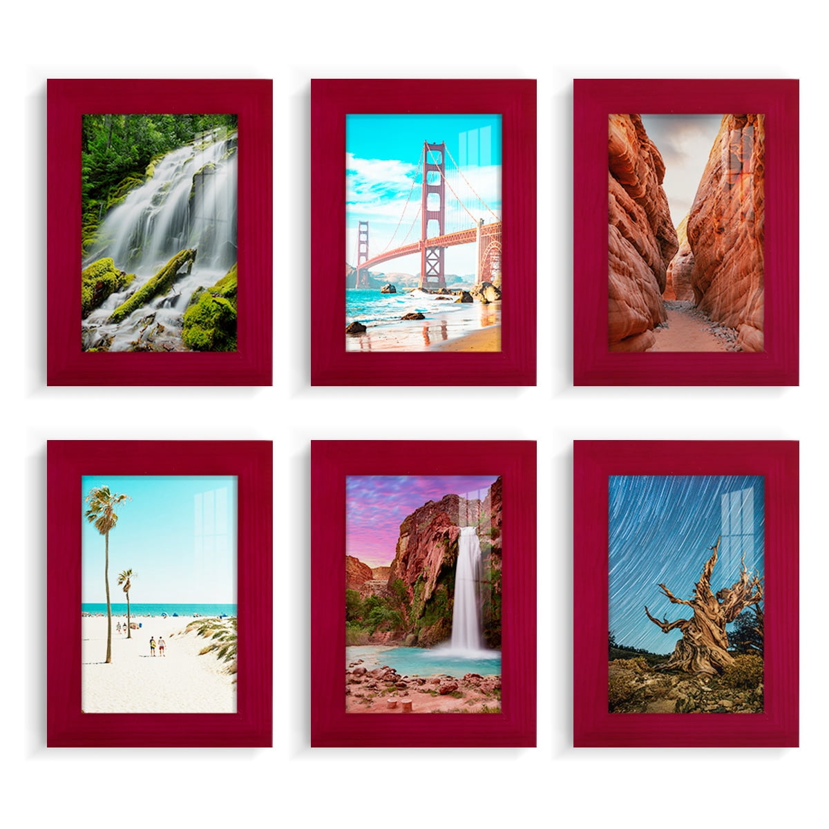 Wexford Home Woodgrain 5" x 7" Cherry Red Picture Frame (Set of 6)