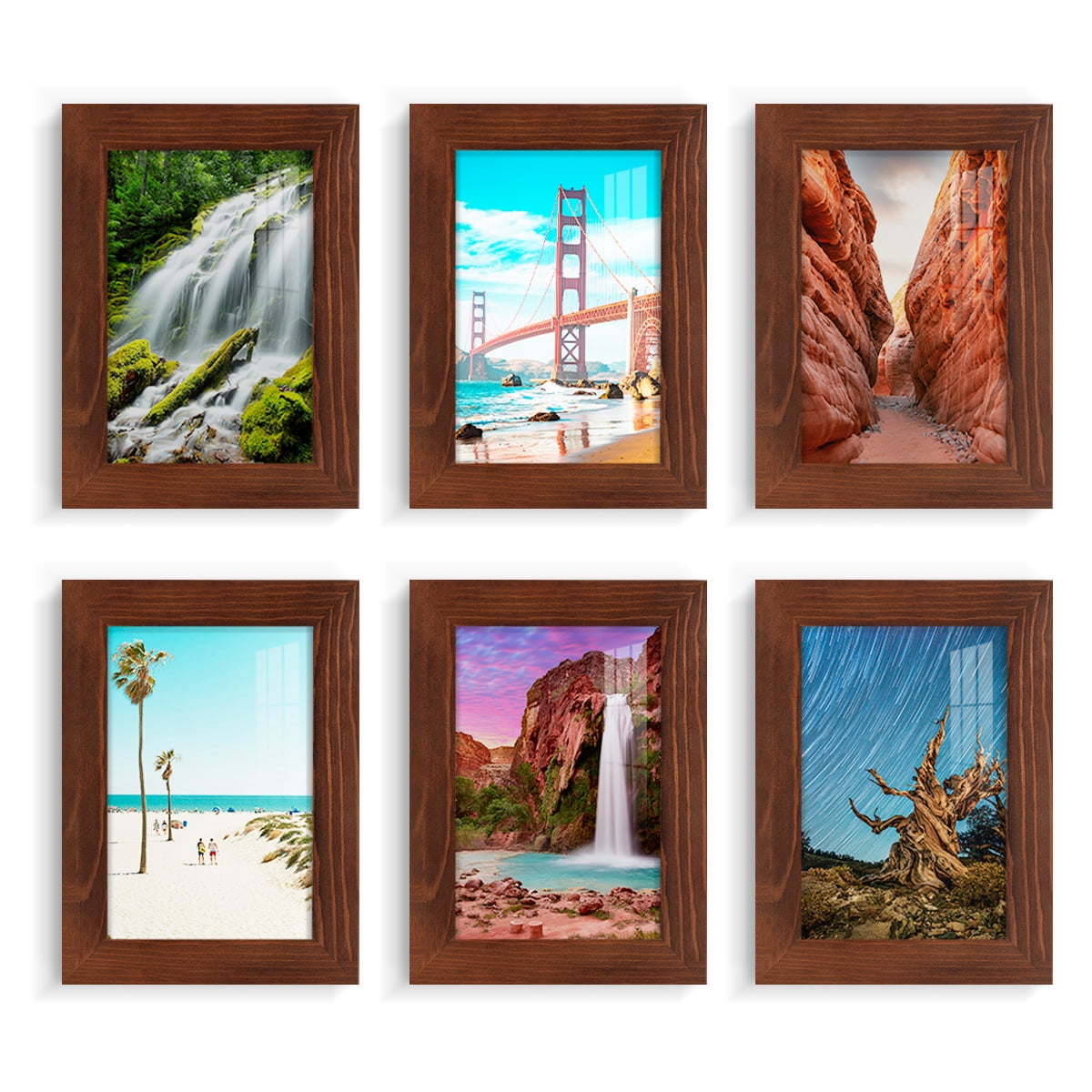 Wexford Home Woodgrain 5" x 7" Chestnut Picture Frame (Set of 6)