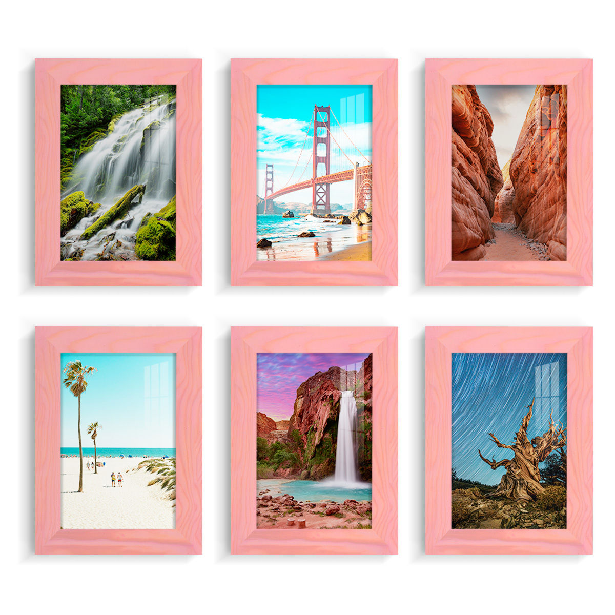 Wexford Home Woodgrain 5" x 7" Sunset Pink Picture Frame (Set of 6)