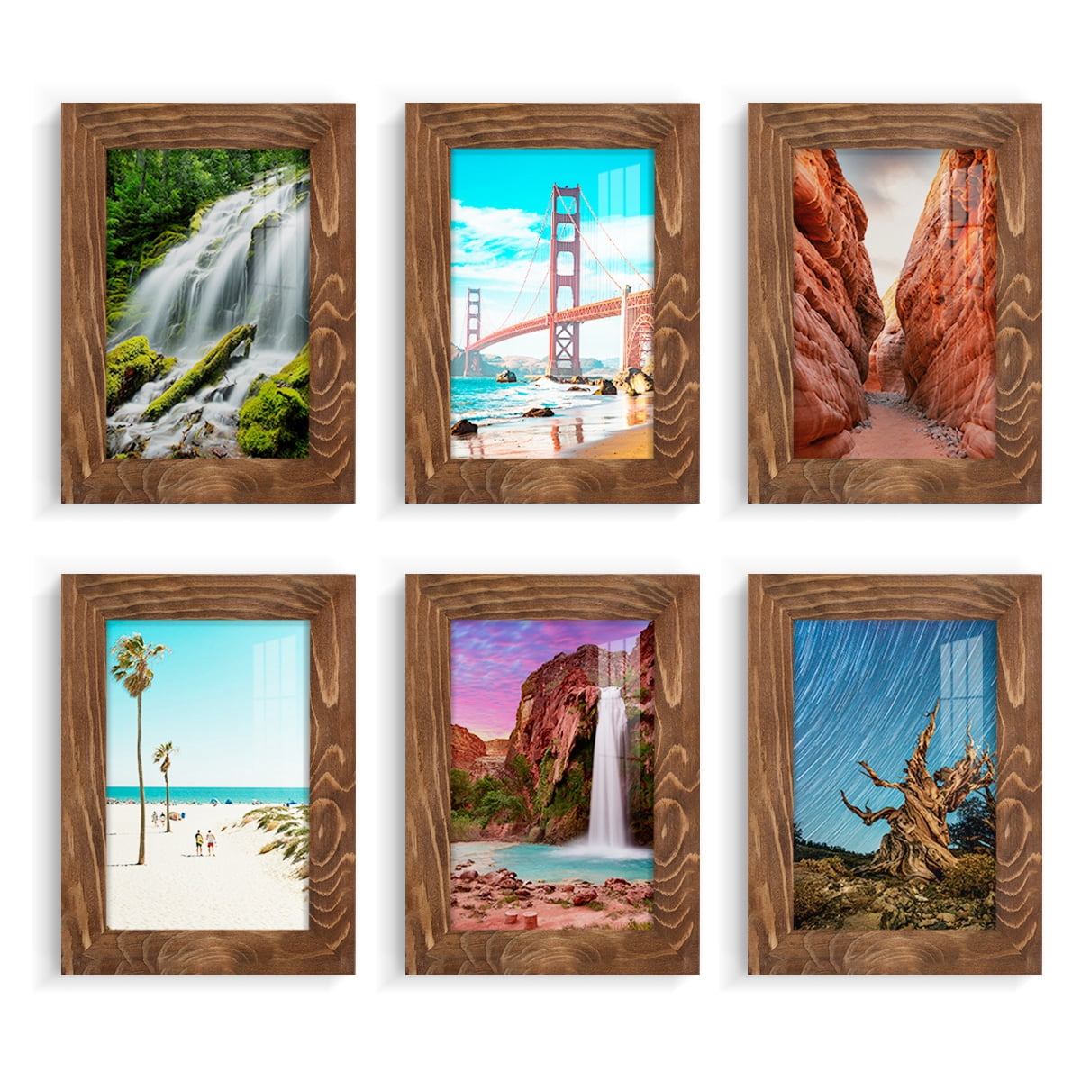 Wexford Home Woodgrain 5" x 7" Walnut Picture Frame (Set of 6)