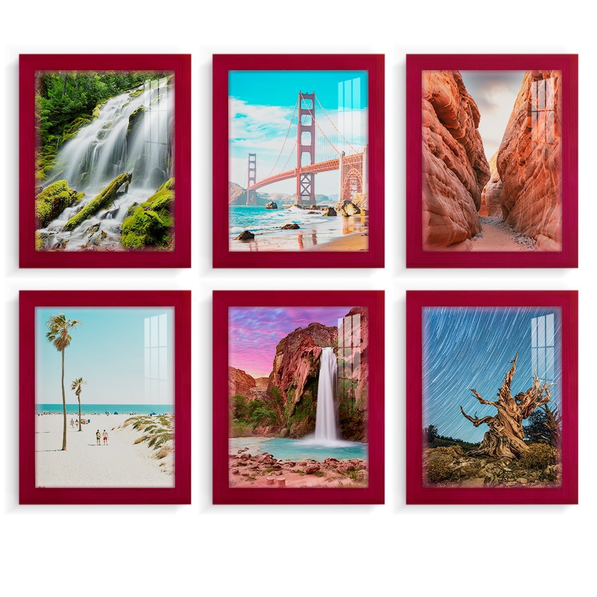 Wexford Home Woodgrain 8" x 10" Cherry Red Picture Frame (Set of 6)