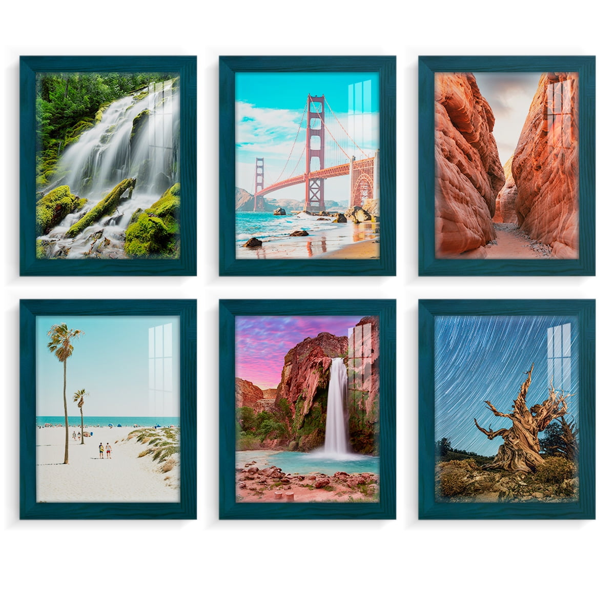 Wexford Home Woodgrain 8" x 10" Ocean Blue Picture Frame (Set of 6)