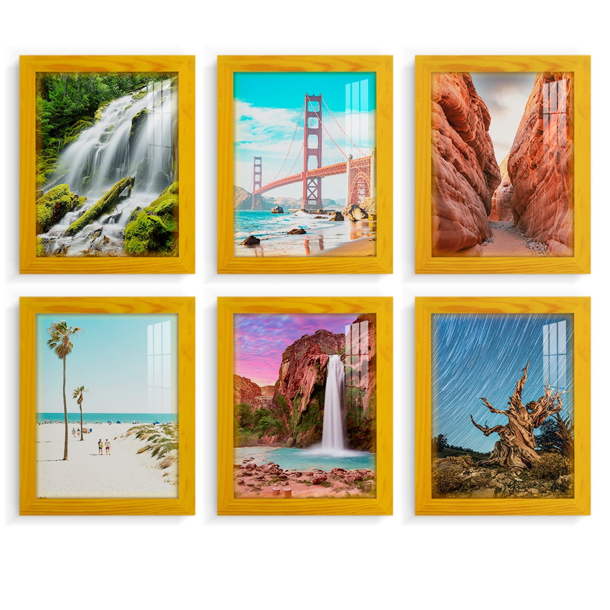 Wexford Home Woodgrain 8" x 10" Sunflower Yellow Picture Frame (Set of 6)